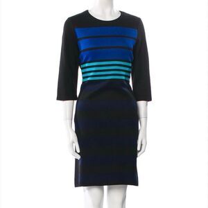 Per Se Black & Blue Sheath 3/4‎ Sleeve Dress